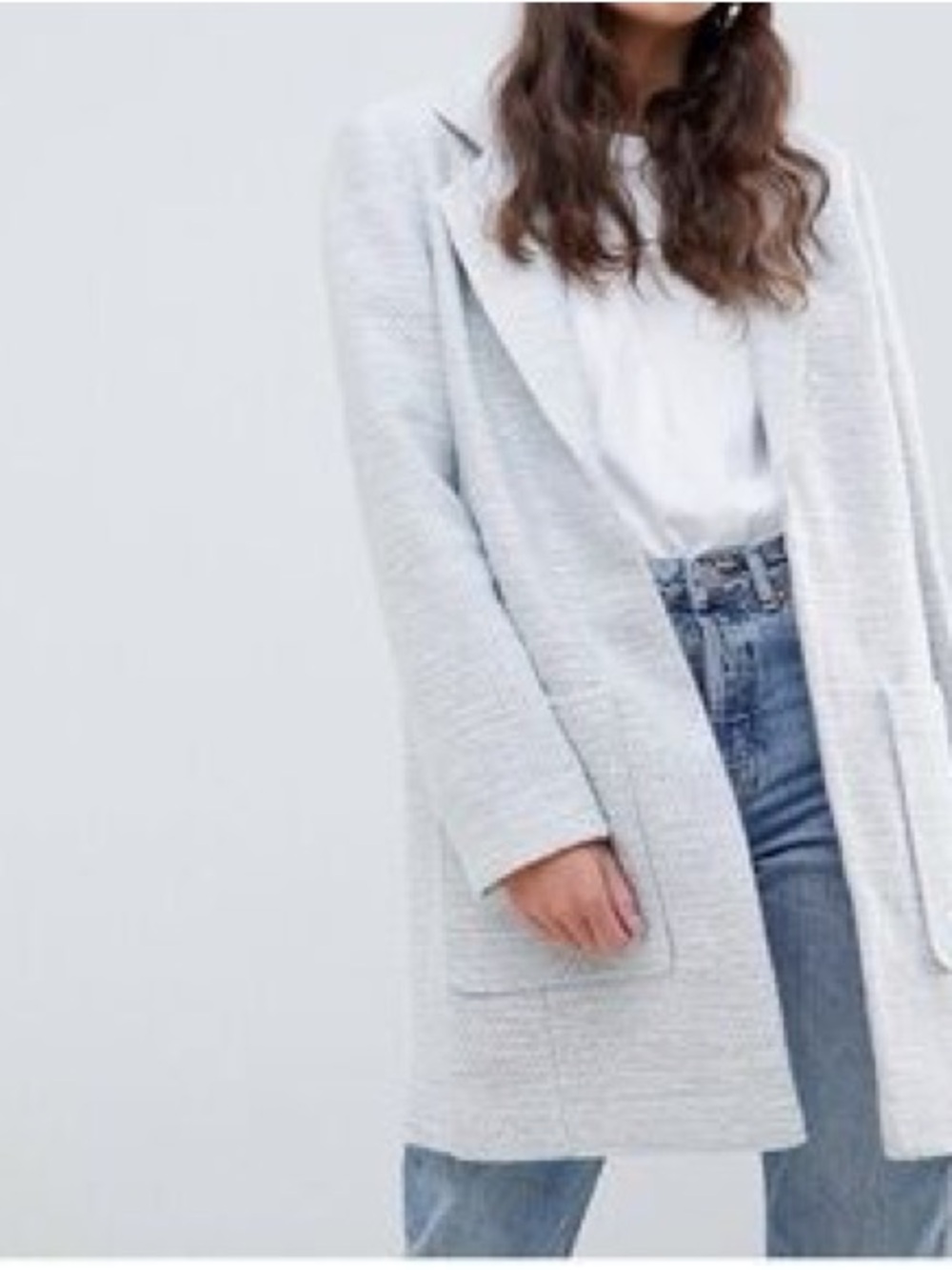 ASOS Light Gray Long Open-Front Coat